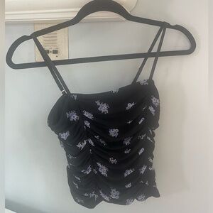 Black top, black with floral pattern. size medium , from forever 21
